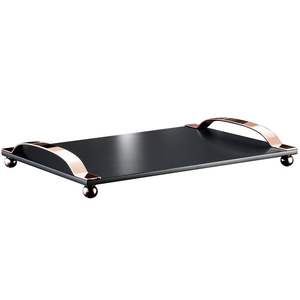 Bandeja de servicio de metal de lujo con detalles martillados, ideal para interiores de casas de campo rústicas y entretenimiento en patios al aire libre - Product Image 3