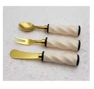 Offre Spéciale – Ensemble de Couverts de Mariage en Acier Inoxydable au Design Moderne, 5 Pièces, Écologique, Plaqué Argent, Manche Long, Poli Miroir, par G:E - Product Image 1