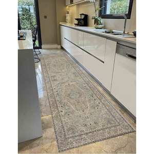 Green Vintage Design Oushak Style <b>Runner</b> Rug: Non-Slip, Machine <b>Washable</b>,Nonwoven Thin Rug - Product Image 1