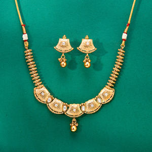 Exportateur de bijoux de mode artificiels en Inde Ensemble de colliers anciens Meenakari avec placage à l'or mat - Product Image 5