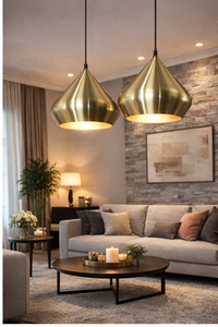 Lampe suspendue en forme de dôme en laiton Aurora |   Finition polie mate LED |   Lampe suspendue traditionnelle à hauteur réglable pour la maison et le bureau - Product Image 4