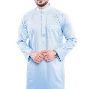 Thobe/dishdasha สีฟ้าฟ้ามีซิปด้านหน้ายาวถึงข้อเท้าแขนเสื้อทางการศาสนาสวมใส่ทุกวันผ้าพรีเมี่ยมพอดีตัว - Product Image 2