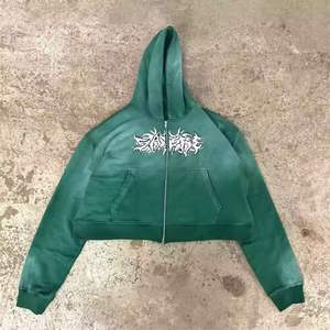 Custom Vintage Oversized Men Acid Wash Sun Faded Zip up Hoodie DTG Impresión Sudaderas con capucha para hombre - Product Image 3