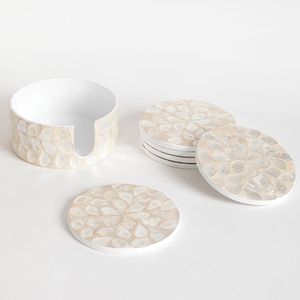 2024 listo para enviar posavasos personalizados con incrustaciones de nácar de concha de mar al por mayor posavasos de taza de agua de sublimación cuadrada para bebidas - Product Image 3