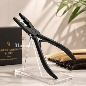 Pinzas Profesionales para Extensiones de Cabello, Herramienta de Prensado de Micro Anillos y Nano Beads, Acero Inoxidable Negro Mate, Calidad de Salón - Product Image 5
