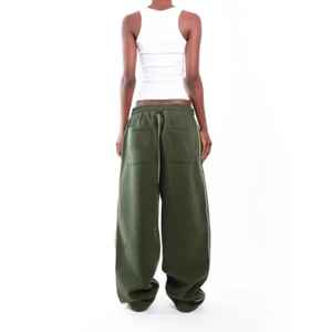 Manufacturer Unisex Oversized Loose Heavyweight Stack Jogger Raw Hem French Terry Plain Blank Wide Leg Baggy Sweatpants for <b>Men</b> - Product Image 2