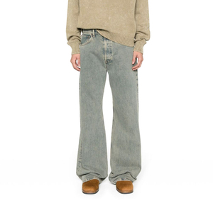 Nueva moda, diseño personalizado, pantalones vaqueros ajustados de mezclilla para hombre, pantalones acampanados ajustados elásticos de algodón 100%, cintura media, calle desgastada - Product Image 2