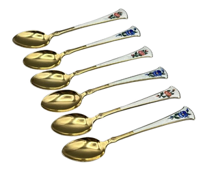 Servidor de ensalada con acabado dorado, herramienta de servicio con mango esmaltado, Superior cubiertos de acero inoxidable de calidad, cubiertos de vajilla - Product Image 2