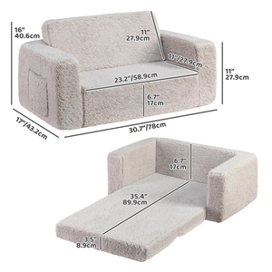 Canapé-lit pour enfants en gros 2-en-1 convertible, lit de repos pour tout-petits, canapé de jeu Sherpa extra large <span class=keywords><strong>pliable</strong></span> pour garçons et filles - Product Image 2