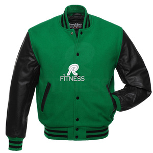 Veste universitaire en cuir de vache à col montant, broderie en chenille, style streetwear, manches longues, hiver, sur mesure pour homme - Product Image 5