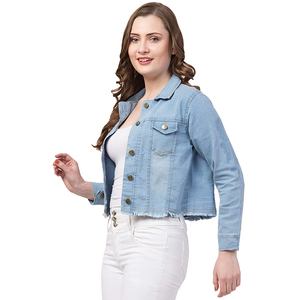 Veste en jean d'hiver personnalisée pour femme, col rabattu standard, délavée, écologique, respirante, réversible, style urbain, coupe basse - Product Image 4