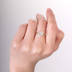 Graceful Oval Cut <b>Diamond</b> <b>Ring</b> Setting 2 Ct D-F VVS1-VS2 Lab Grown <b>Diamond</b> In 14K And 18K Yellow Gold Bridal Trousseau Essential - Product Image 3