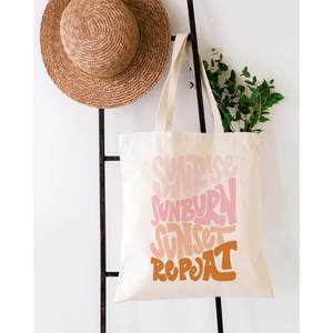 Sunrise Sunburn Sunset Repeat Cotton Canvas Tote Bag Stylish Eco-Friendly Product in Cotton Bags Category - Product Image 3