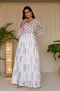 Lilas Blockprint Angrakha Suit Indian Fashion Styling Kurti et pantalon de haute qualité du fabricant indien - Product Image 4