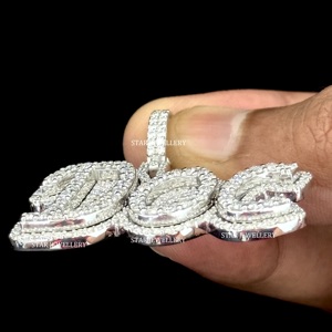 Colgante de Oro 10K con Letra Personalizada, Diamantes Naturales Tallados Brillantes, Estilo Hip Hop, Chapado en Rodio, Joyería Unisex - Product Image 5