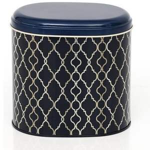 Patrón geométrico Estaño de metal dorado 1.4L Decoración Ovalada para el hogar con fondo negro 140x120x130mm - Product Image 2