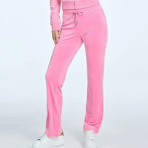 <b>Crop</b> Top Velvet pink Hoodie Two Piece <b>Pants</b> Jogging Set Velour Tracksuit for Women Hoodie Track Suit - Product Image 5