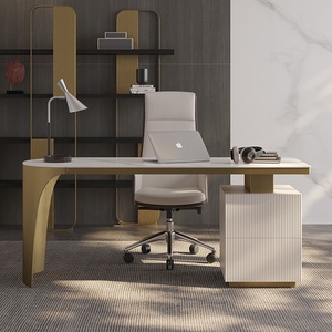Bureau de style nordique, table d'ordinateur moderne, bureau d'étude de luxe, table d'écriture en métal, bureau avec tiroir de rangement, table de bureau ergonomique - Product Image 5