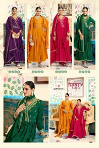 Style traditionnel indien Anarkali Kurti robe Dupatta costume de mariage pour femmes longue broderie de soie au sol pour tenue de fête - Product Image 6