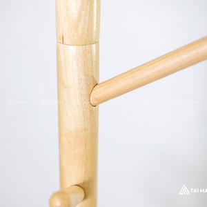 Perchero de Bambú Sólido Personalizado, Perchero Práctico con Soporte Triangular de Pie, Perchero de un Solo Poste para Baño - Product Image 4