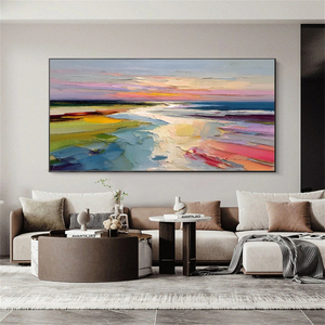 Handmade Oil Painting Seascape <b>Canvas</b> Art With <b>Frame</b> Contemporary Style Indoor Wall Decor - Product Image 1