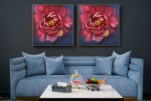 RORO 87x87x5.5CM Usine En Gros Nordique Doré Art Abstrait Fleur Mur Émail Artisanat <span class=keywords><strong>Pivoine</strong></span> Salon <span class=keywords><strong>Peinture</strong></span> Décorative - Product Image 3