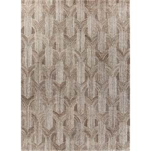 พรมขนสัตว์ผสมวิสโคสถักมือ รุ่น Tra-15076 สีเบจ-น้ำตาล ลายเรขาคณิต สำหรับบ้าน รูปทรงสี่เหลี่ยมผืนผ้า ลายทาง สำหรับห้องนั่งเล่นและทางเดิน - Product Image 1