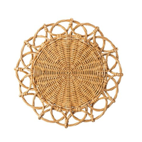 Sous-plats décoratifs en rotin naturel tressé à la main, style européen, pour mariage et décoration de table, personnalisables