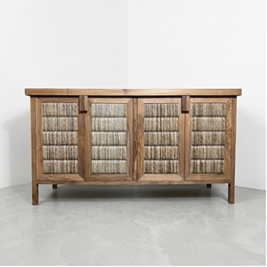 Teak Wood <b>Sideboard</b> Woven Rope 4 Door Cabinet Dining Room Buffet <b>Storage</b> Credenza for Modern Luxury Home Furniture Wholesale - Product Image 2