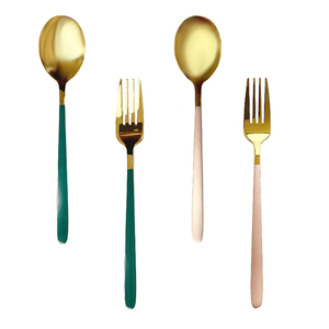 Excellent Wholesale Brass <b>Gold</b> <b>Cutlery</b> Sets Custom Color Logo Luxury Hotel Wedding Modern Design Handle - Product Image 6