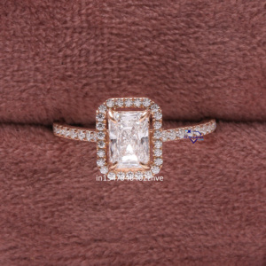 แหวนเพชรโมอิสสีโรสโกลด์14kt สุดคลาสสิกสำหรับงานแต่งงาน - Product Image 2