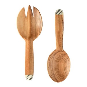 Poignée imprimée de cadeau de mariage de vente chaude et cuillère en bois d'acacia avec le serveur de salade de poignée colorée imprimée par émail pour servir la nourriture - Product Image 2