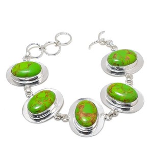 Bracelet vintage bohème et hippie en cuivre naturel et turquoise, chaîne en pierres vertes, bijoux en argent sterling, cadeau de fiançailles pour maman - Product Image 2