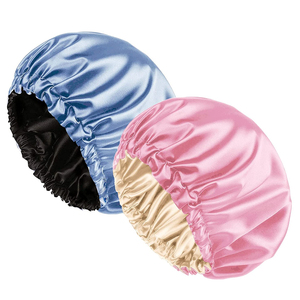 New Arrive Satin Silk Bonnet Custom Print Logo <b>Shower</b> <b>Cap</b> Night Sleep <b>Cap</b> Hair Cover Designer Bonnet for <b>Women</b> Adult - Product Image 1