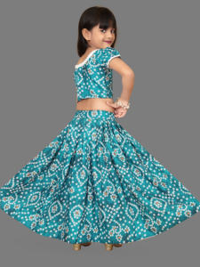 ชุดเลเฮนกาโชลีแบบดั้งเดิมของชาวชอริยัม แฟชั่นราหมา บันดาห์นี แบบยาวคลุมพื้น แห้งเร็ว สำหรับเด็ก |   ชุดงานแต่งงานเด็กผู้หญิงสำหรับงานดิวาลี - Product Image 4