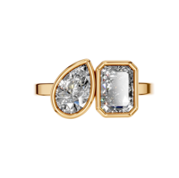Ensemble de lunette en or massif 14 carats Toi et Moi Bague en diamant cultivé en laboratoire Certifié IGI Poire et émeraude Cut Two Stone Bijoux de fiançailles