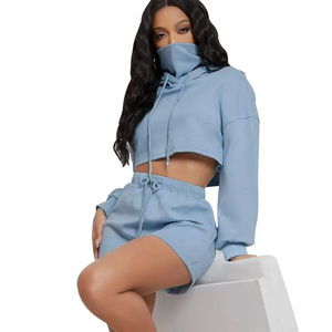 Conjunto de Sudadera corta personalizada para mujer, venta al por mayor, chándal de dos piezas, moda de verano, proveedor de ropa deportiva - Product Image 2