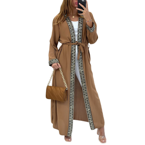 คุณภาพสูง Niqab มุสลิมระบายอากาศชั้นเดียวนิดาผ้าเจียมเนื้อเจียมตัวเสื้อผ้าอิสลามผู้หญิงปักชุดกิโมโน Abaya ชุดมุสลิม - Product Image 1