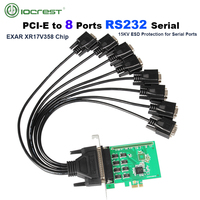 Tarjeta Serial Industrial Exar XR17V358 PCIe de 8 Puertos RS232, Placa de Expansión COM Multipuerto PCI Express a DB9 con Cable de Distribución