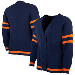 Top vente en gros couleur marine hiver acrylique Cardigan pull couleur personnalisée et broderie pull en tricot sororité University College - Product Image 1