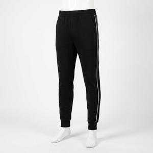 Ensemble de survêtement noir pour homme, veste zippée intégrale, pantalon à taille élastique, couleur unie, style sportif, respirant, en polyester, pour l'automne - Product Image 5