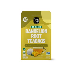 FGO Organic Roasted Dandelion Root <b>Tea</b>, 100 Count, Eco-Conscious <b>Tea</b> Bags, Resealable Bag - Product Image 1
