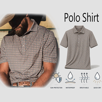 Polo extensible sans couture pour homme de marque, chemise de golf à col blanc avec boutons pression perlés pour homme