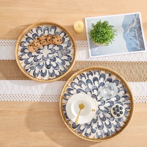 Bandejas decorativas MOP de ratán, bandeja de nácar de alta calidad para decoración del hogar, encimera de cocina - Product Image 5