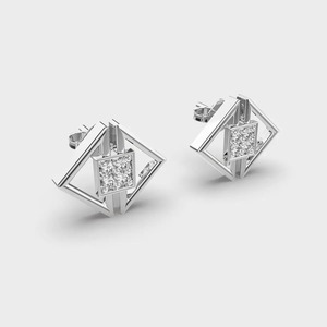 Premium Quality Custom Engraved <b>Diamond</b> <b>Earrings</b> in White Gold Personalized Jewelry for Milestones and Celebrations from India - Product Image 5