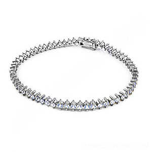 Women's Silver <b>Fashion</b> <b>Tennis</b> <b>Bracelet</b> with White Gemstones - Product Image 1