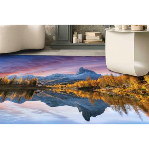 Tapis Paysage Dolomites Lac de Fédéra : Décoration d'intérieur lavable en machine, Tapis en chenille - Product Image 2