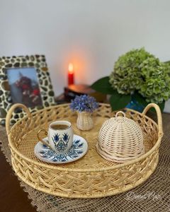 Plateau de service en rotin en osier de bambou naturel de haute qualité pour ustensiles de cuisine accessoires de maison et artisanat de décoration - Product Image 4