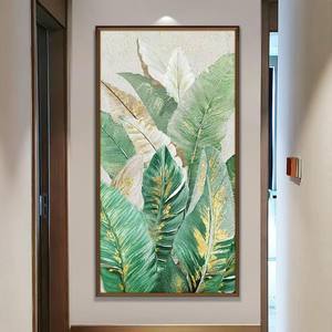 Su misura arenaria astratto effetto 3D foglie verdi grande foglia parete arte decorativa per il soggiorno ufficio caffè decorazione pittura - Product Image 2