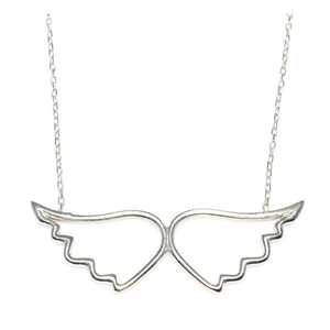 Collar de Plata de Ley 925 con Alas de Ángel, Cadena de Eslabones Chapada en Rodio con Circonita, Patrón Romántico de Esqueleto, para Regalo de Aniversario - Product Image 3